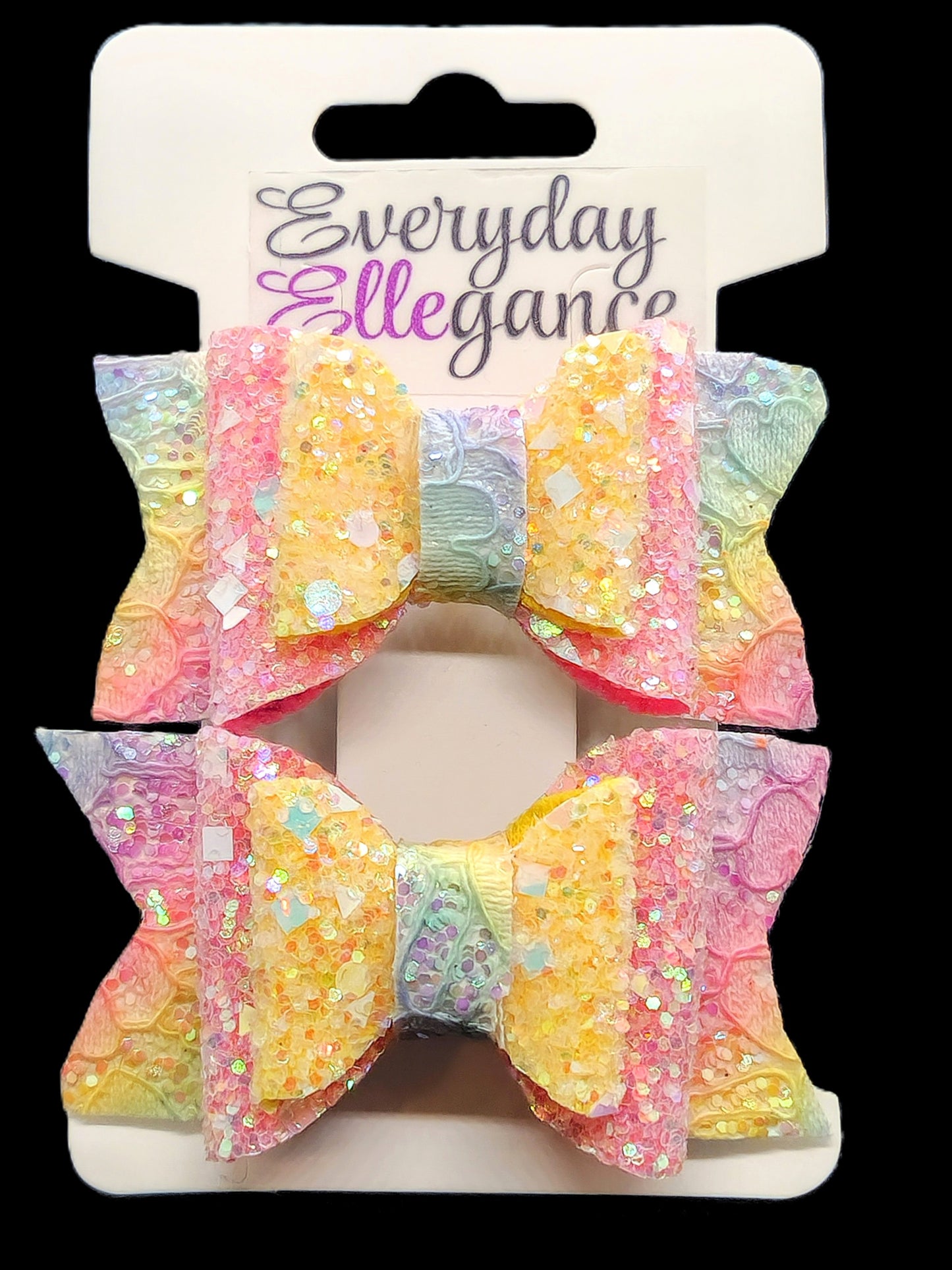 Pastel Rainbow Glitter Bow Set