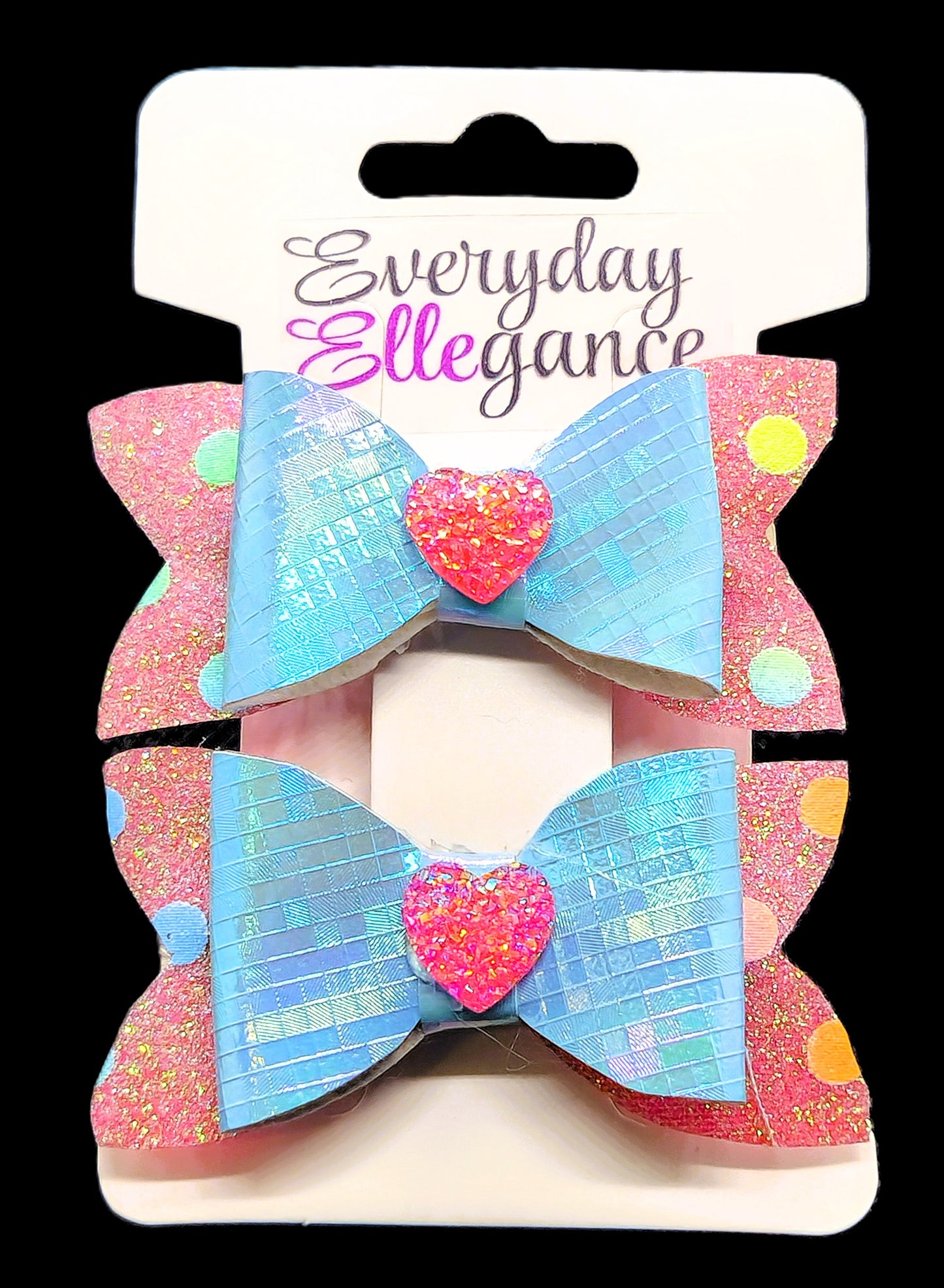 Pastel Glitter Polka Dot Set with Heart Accents