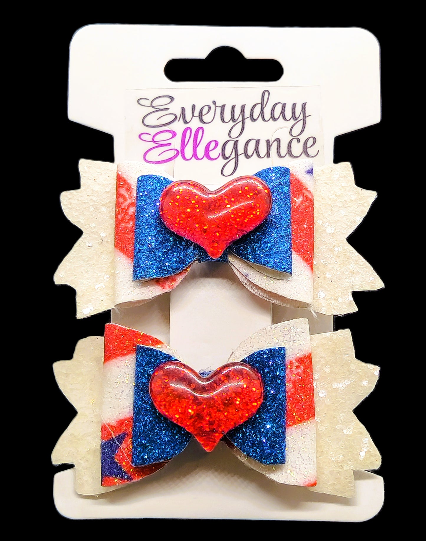 Striped Glitter Heart Set with Glitter Heart Accents