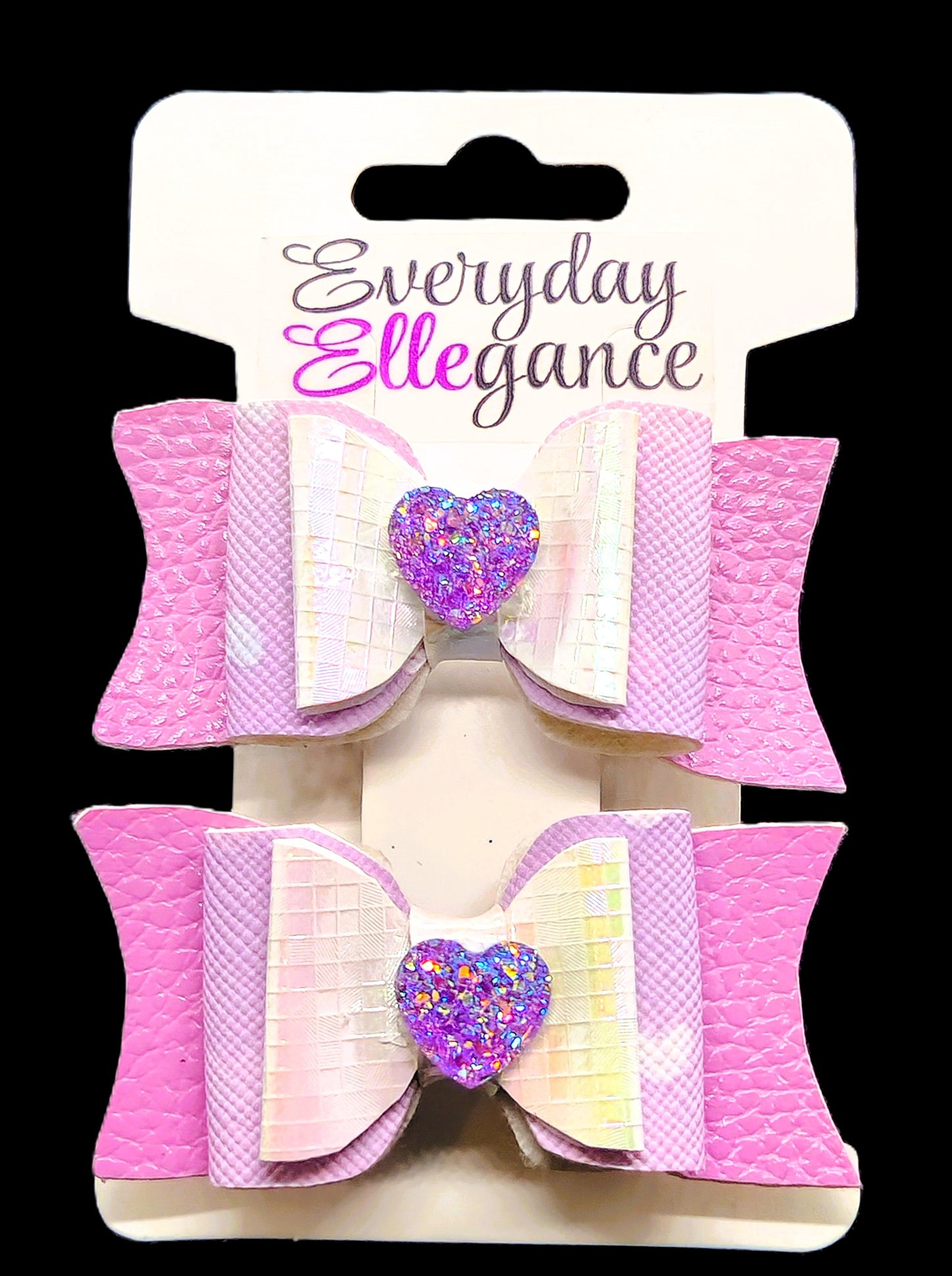 Lavender and Pearl Heart Set with a Glitter Heart Accent