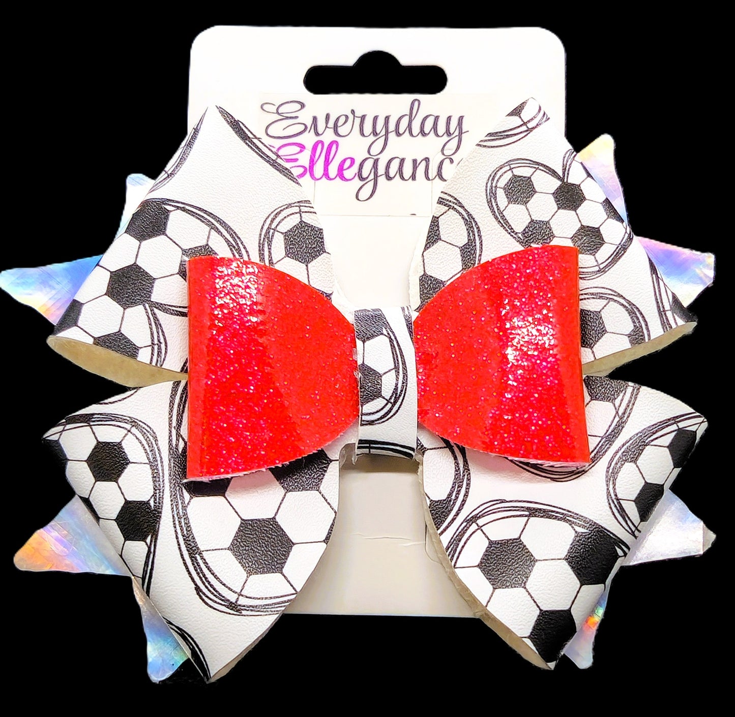 Holographic Glitter Soccer Bow