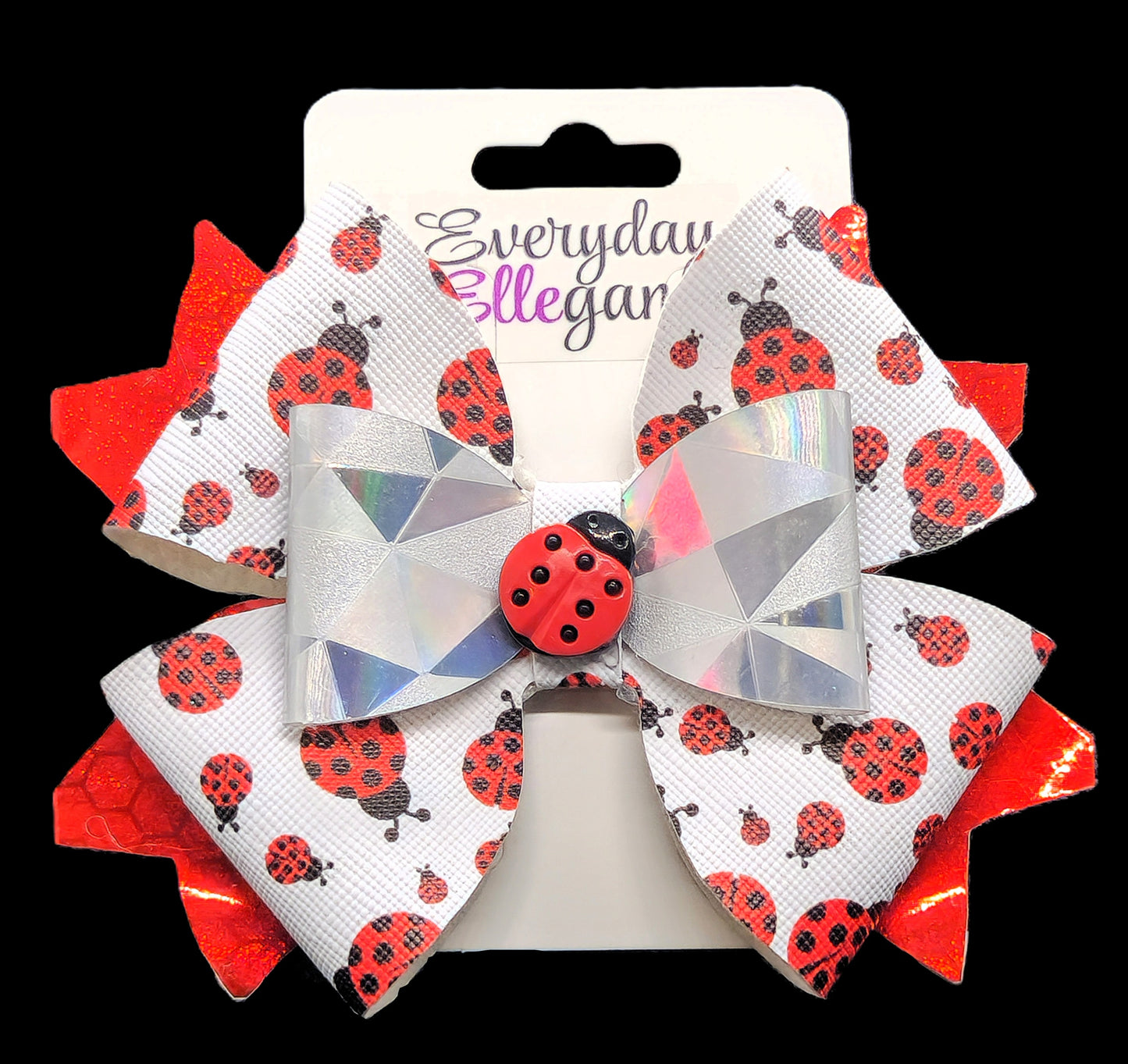 Glitter Ladybug Bow with a Ladybug Accent