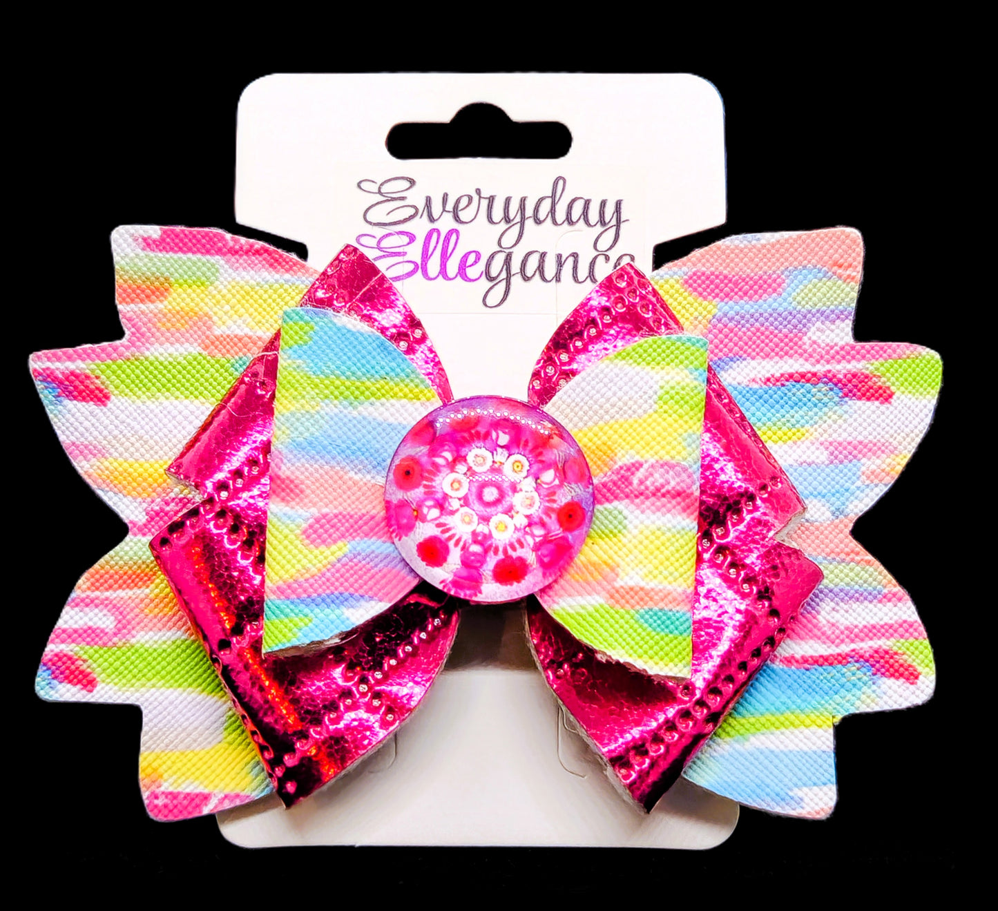 Pastel Rainbow Metallic Pinwheel Bow