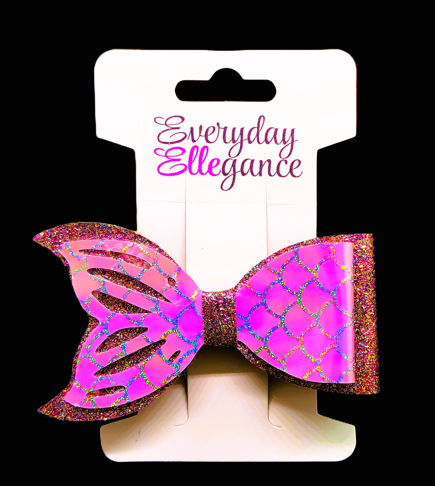 Holographic Glitter Cut-Out Fish Tail Bow