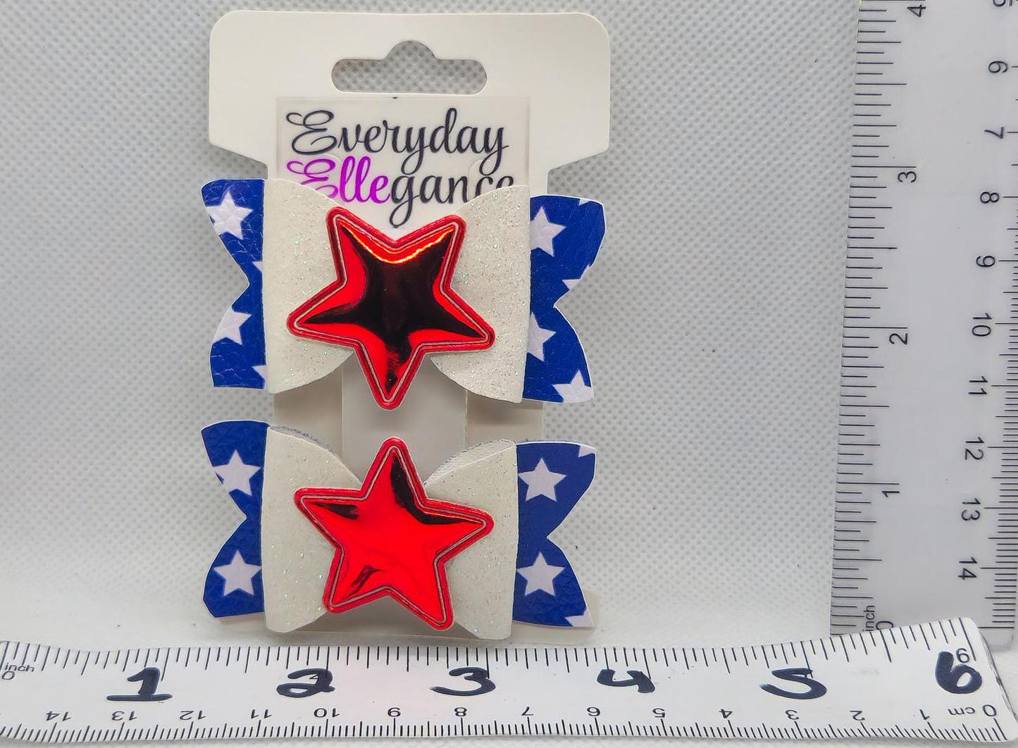 Glitter Star Bow Set with Metallic Star Accents