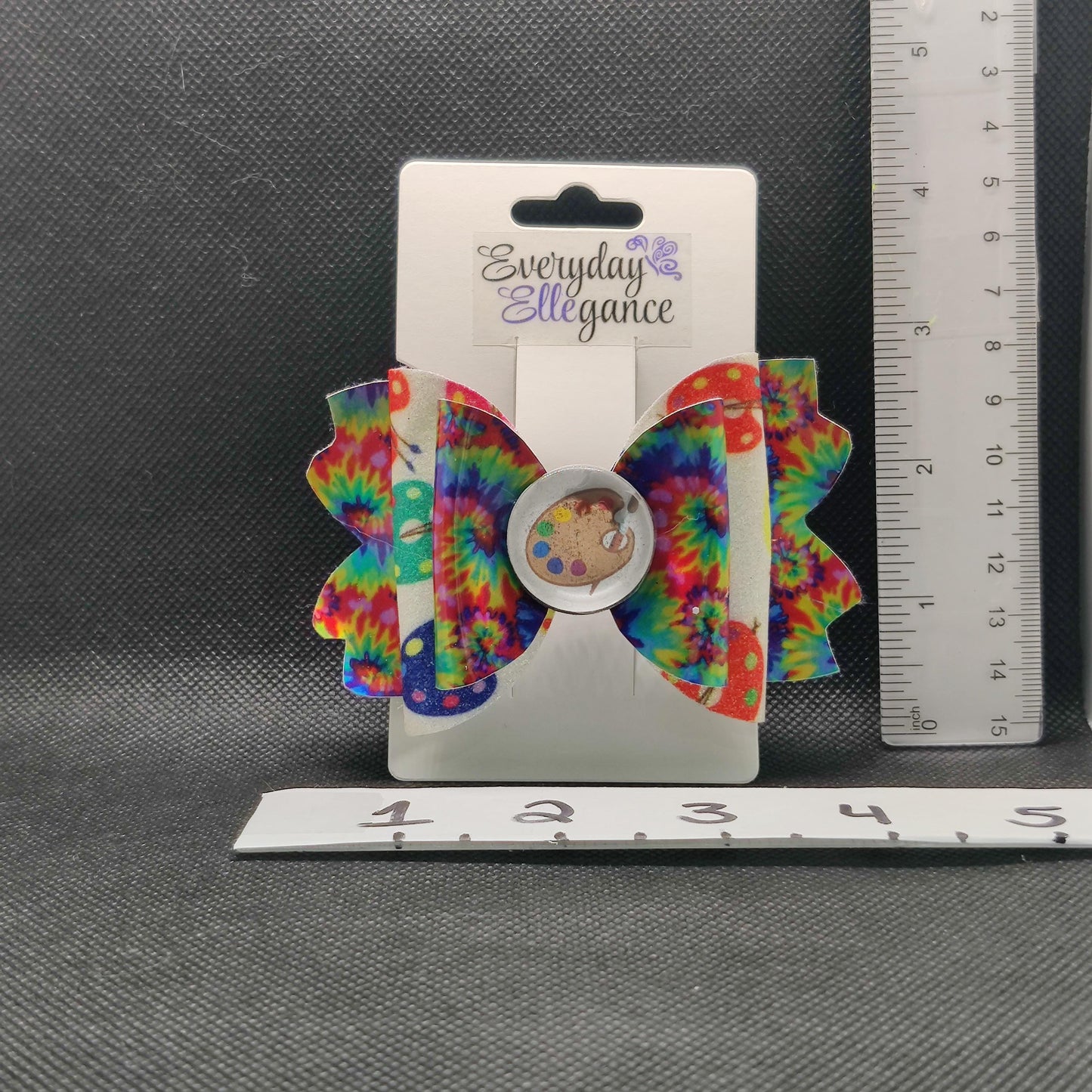 Metallic Tie Dye Painters Bow with a Paint Palette Cabochon Accent