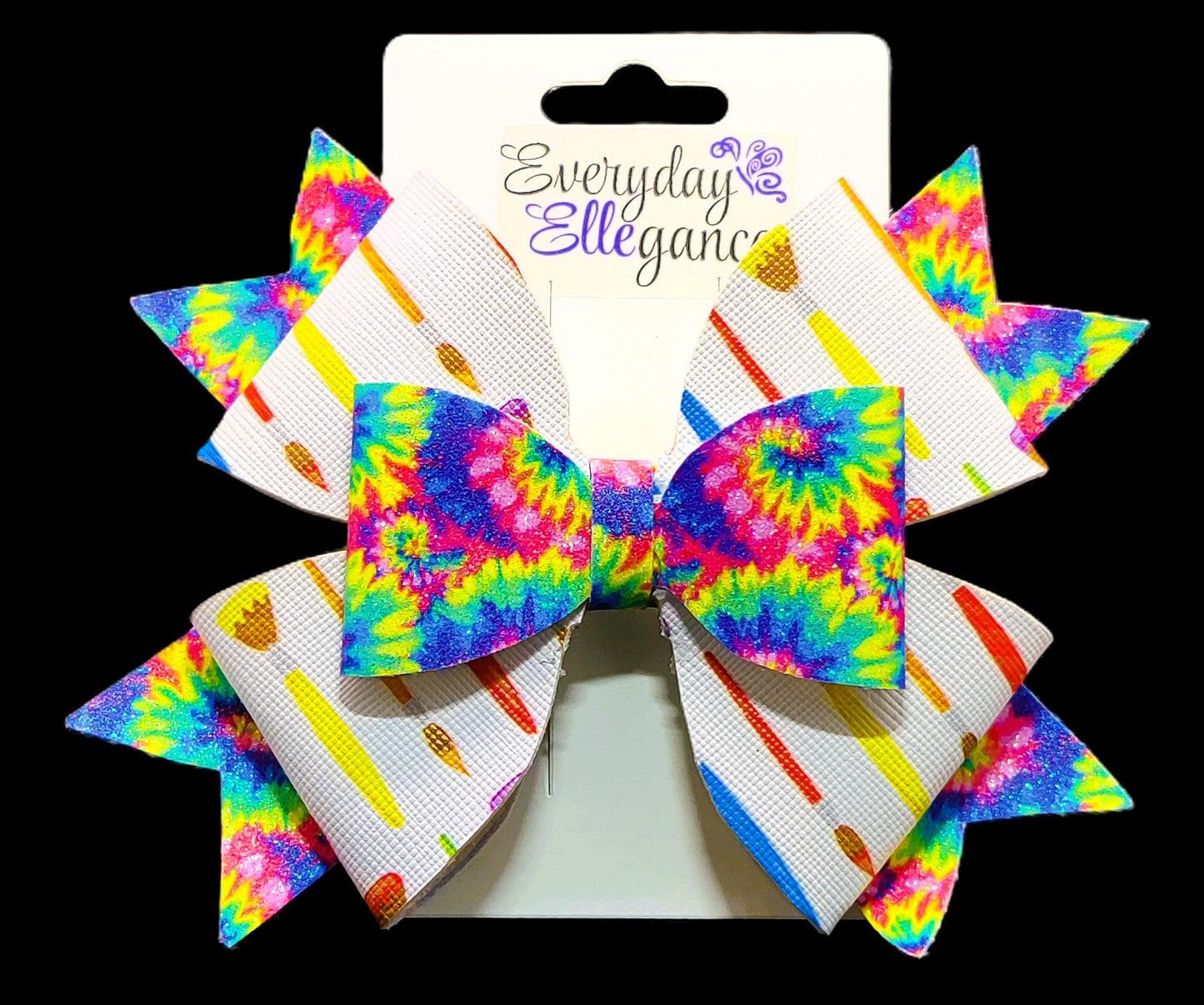 Glitter Tie Dye Paintbrush Bow