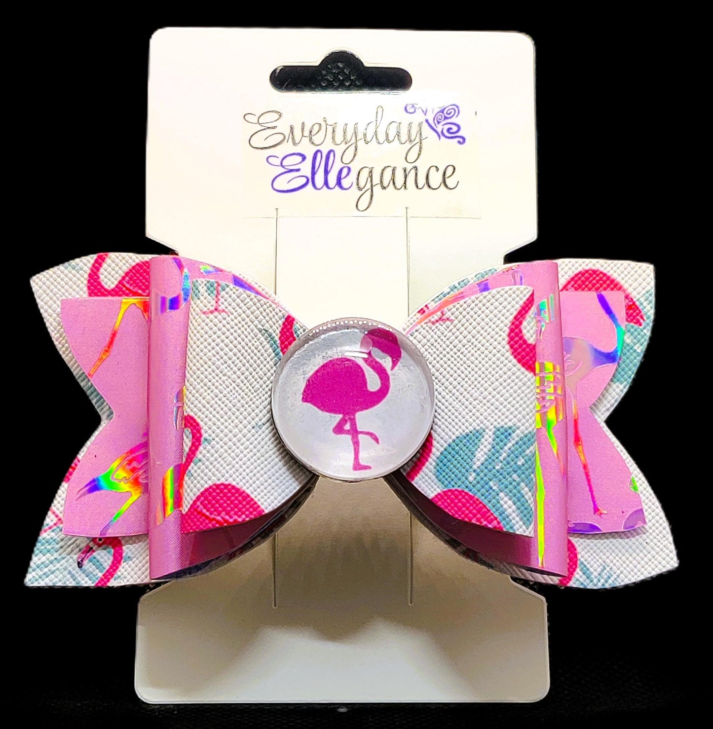 Flamingo Bow with a Flamingo Cabochon Accent