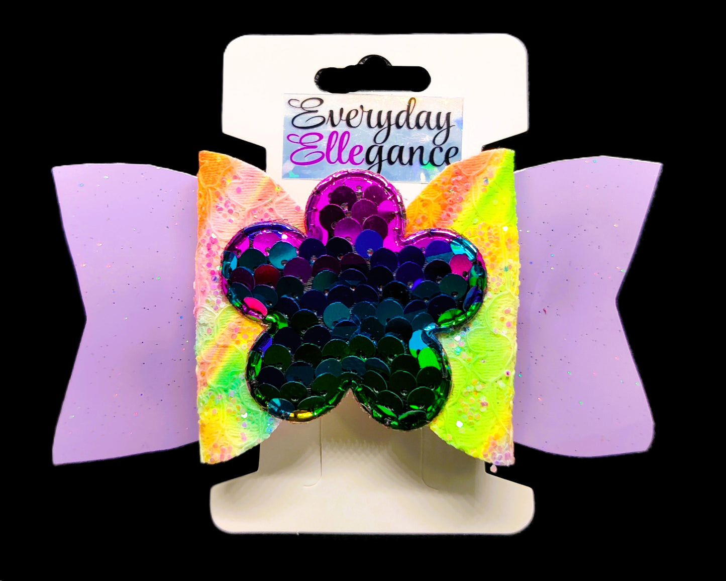 Glitter Bow with Sequined Flower Accent