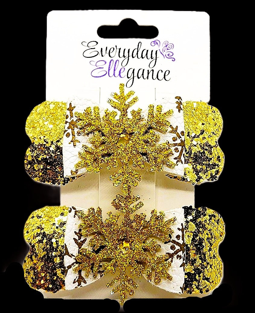 Winter Snowflake Glitter Set with Gold Snowflake Accents