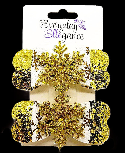 Winter Snowflake Glitter Set with Gold Snowflake Accents