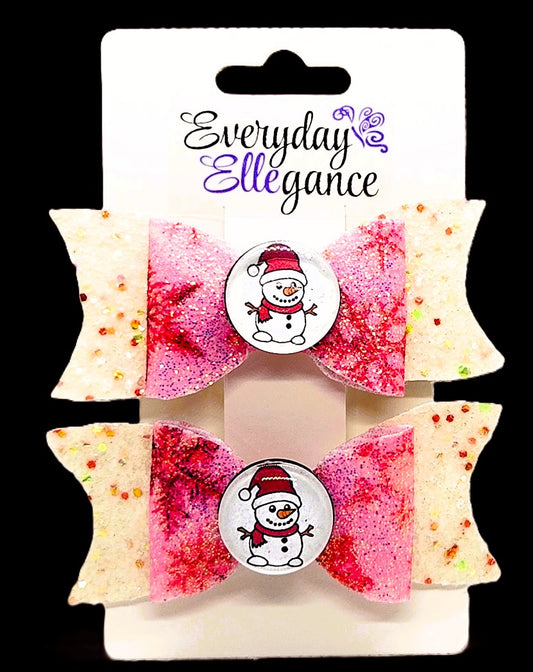 Winter Snowflake Glitter Set with Snowman Cabochon Accents