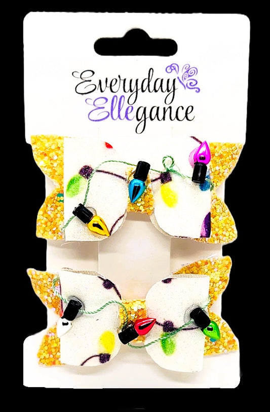 Christmas Lights Glitter Set with Strand of Light Accents Yellow