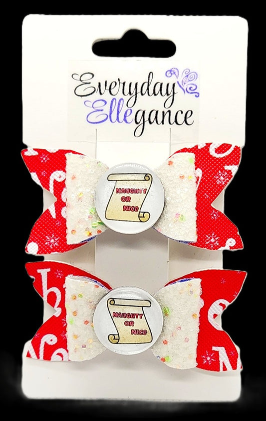 Christmas Naughty or Nice Glitter Set with Santas List Cabochon Accents