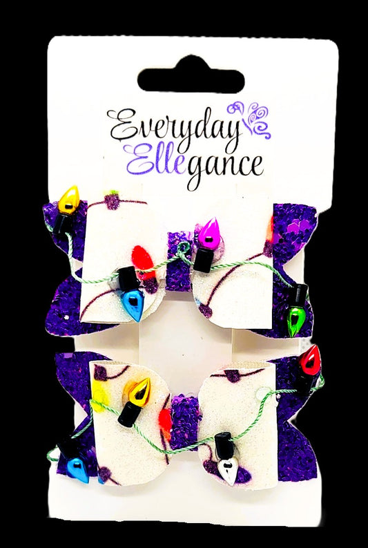 Christmas Lights Glitter Set with Strand of Lights Accents Purple