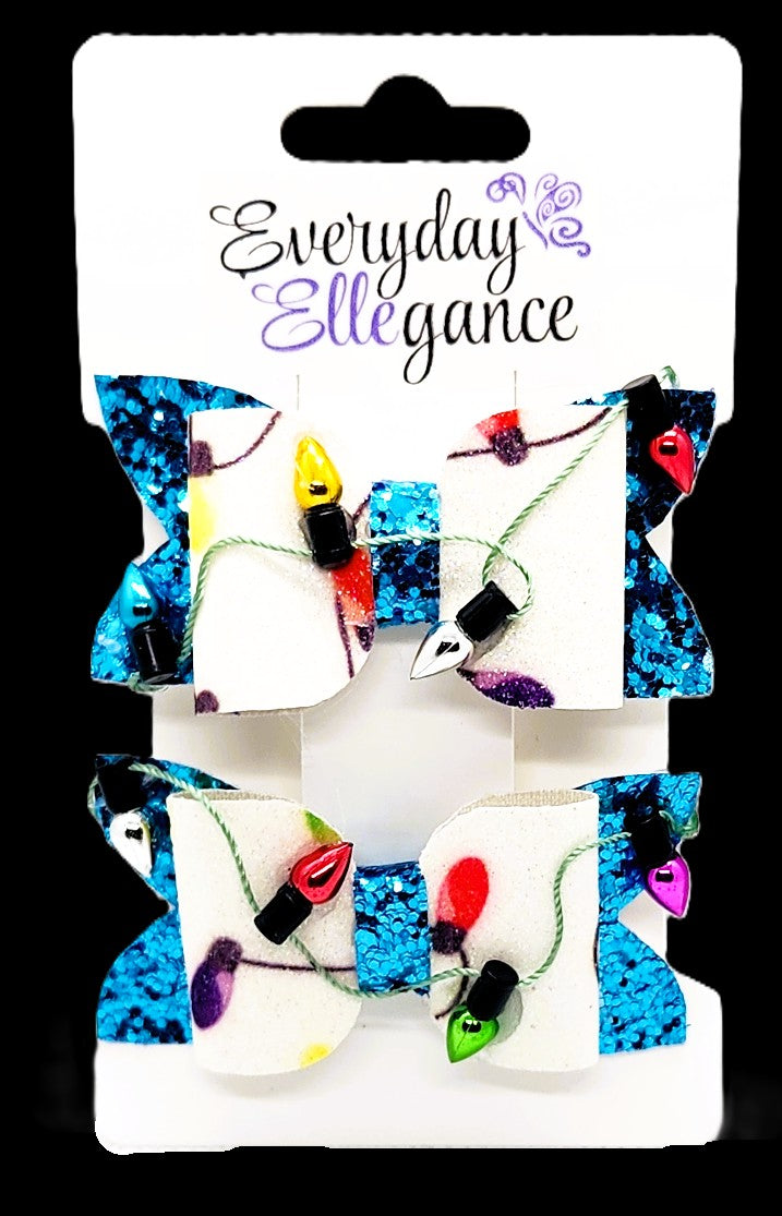 Christmas Lights Glitter Set with Strand of Lights Accents Blue