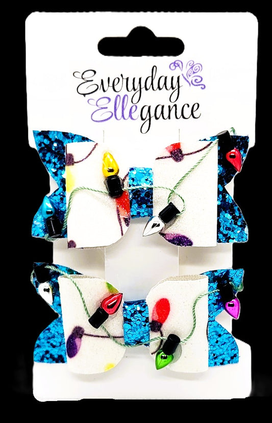 Christmas Lights Glitter Set with Strand of Lights Accents Blue