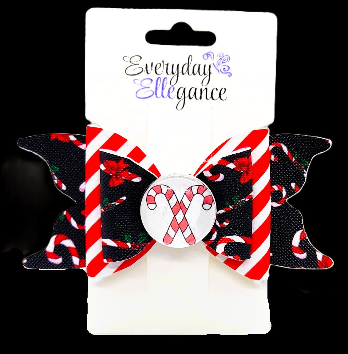 Candy Cane Bow with a Candy Cane Cabochon Accent
