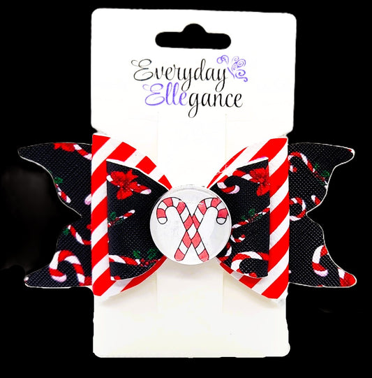 Candy Cane Bow with a Candy Cane Cabochon Accent