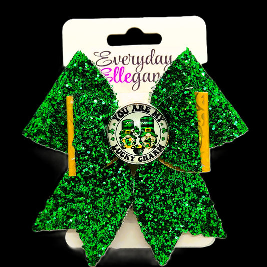 Glitter Bow with a Glass Gnome Cabochon Accent