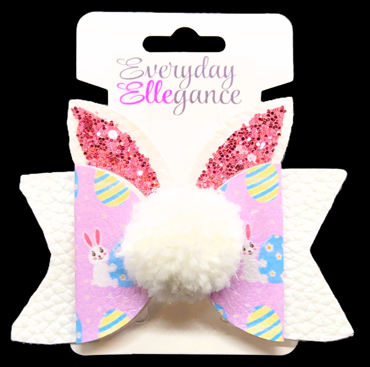 Easter Bunny Ears and Cotton Tail Glitter Bow