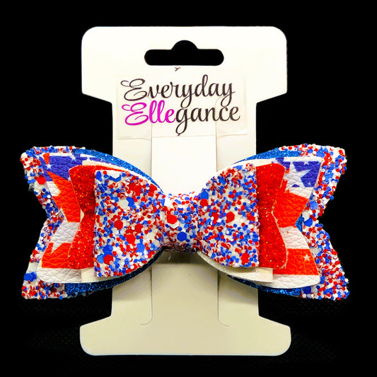 Stars and Stripes Confetti Glitter Bow