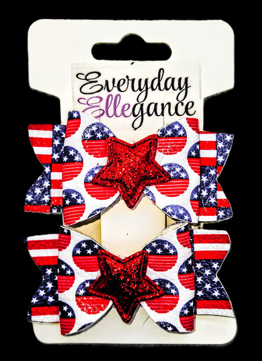 4th of July American Flag Set with Glitter Star Accents