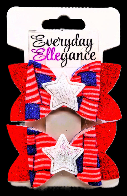 American Flag Glitter Set with Glitter Star Accents