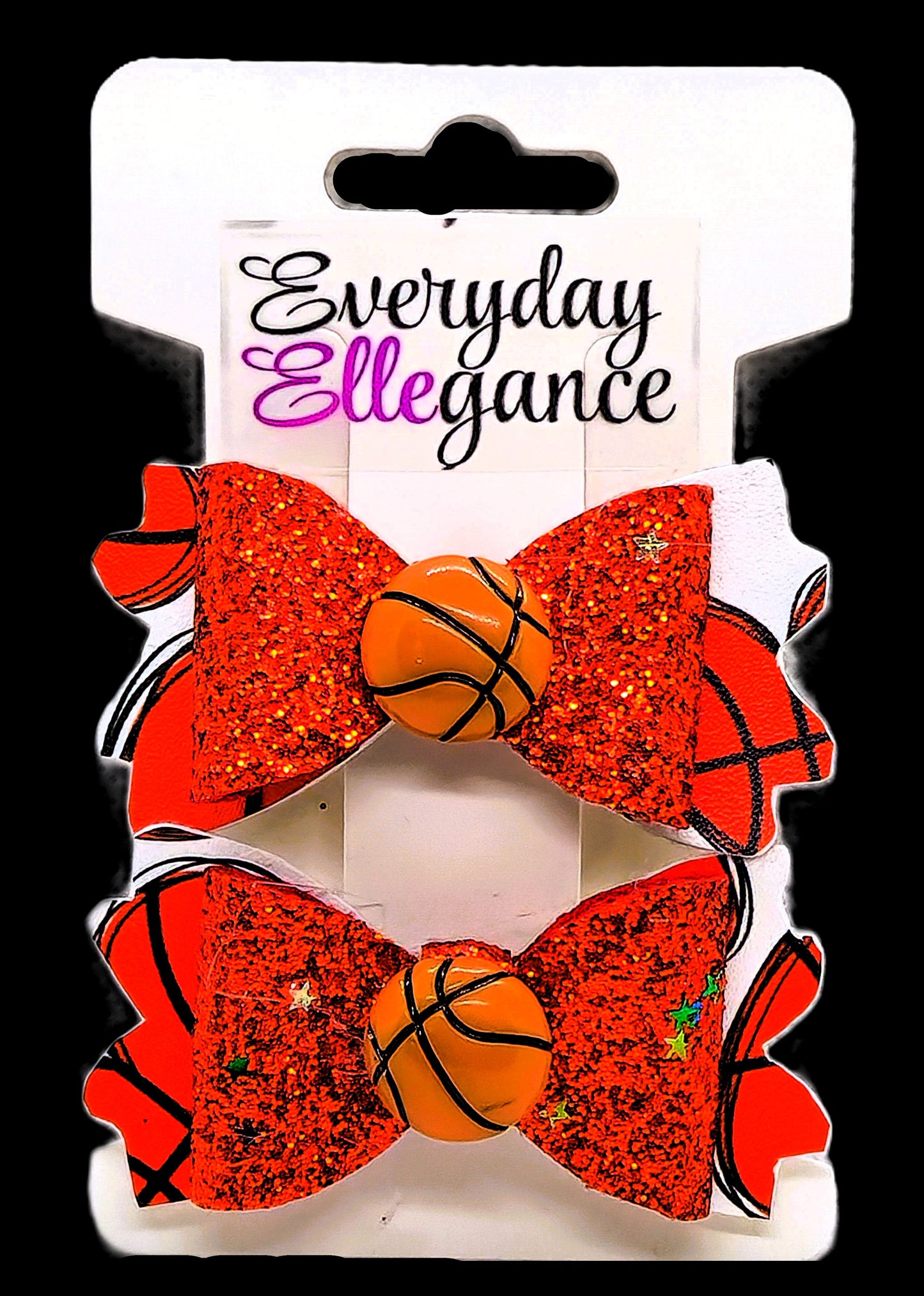 Glitter Basketball Bows with Basketball Accent