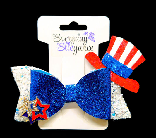Uncle Sam's Glitter Bow with a Triple Star Accent