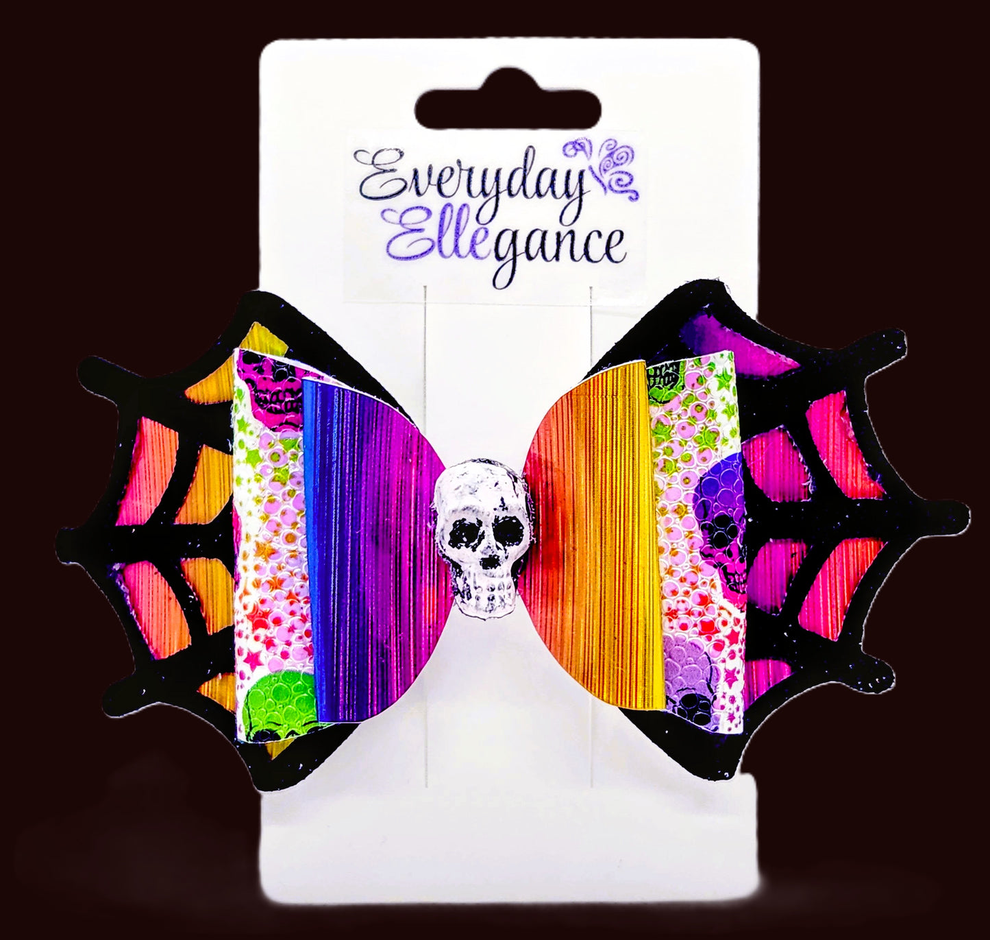 Halloween Holographic Spiderweb with a Skull Accent