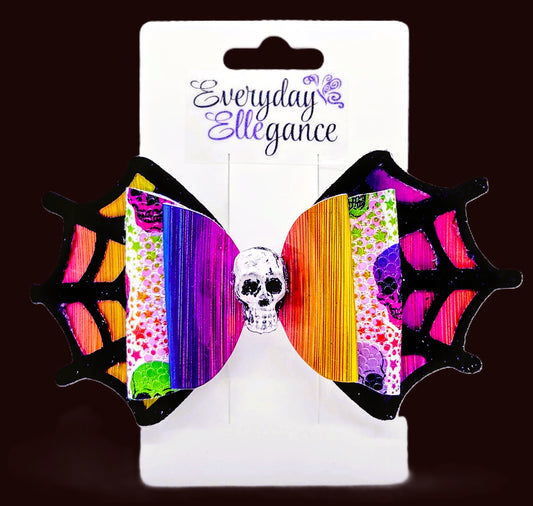 Halloween Holographic Spiderweb with a Skull Accent