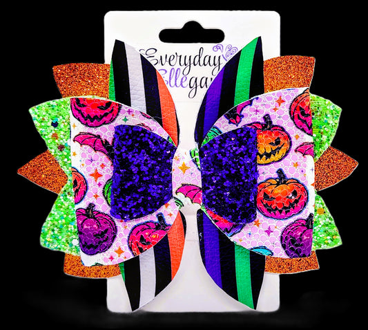 Halloween Glitter Bloomin Pumpkins Bow