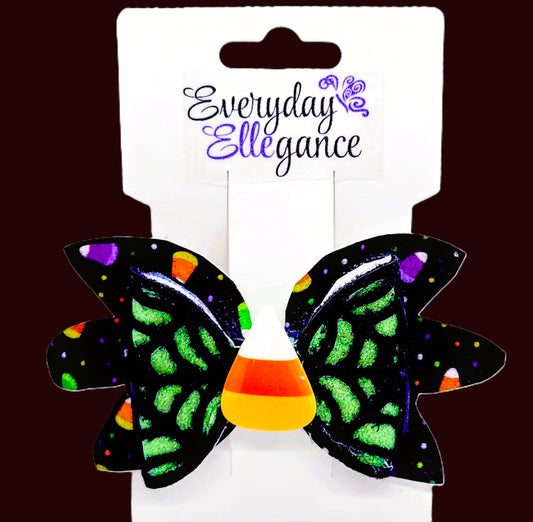 Glitter Cut Out Candy Corn Bow with a Candy Corn Accent