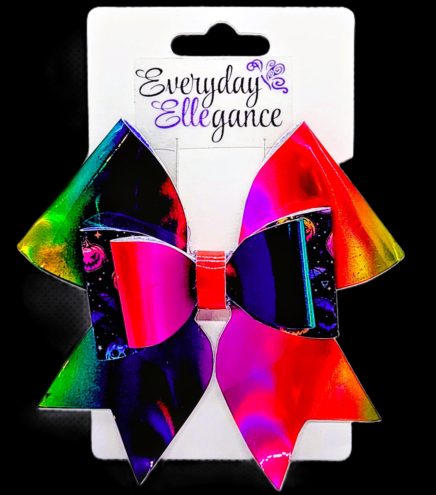 Holographic Rainbow Pumpkin Bow