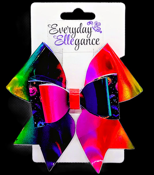 Holographic Rainbow Pumpkin Bow