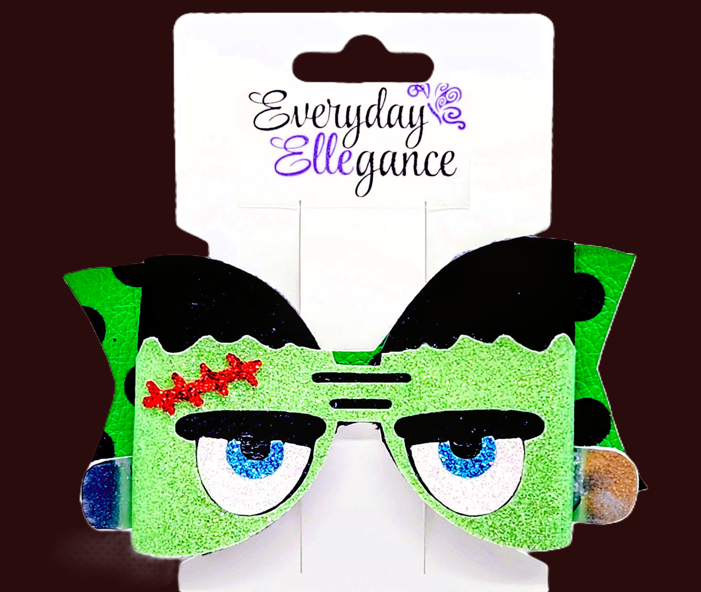 Frankenstein Glitter and Polka Dots Bow