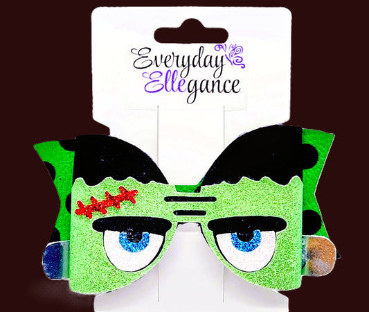 Frankenstein Glitter and Polka Dots Bow