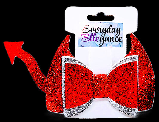 Glitter Devil Horns and Tail Bow