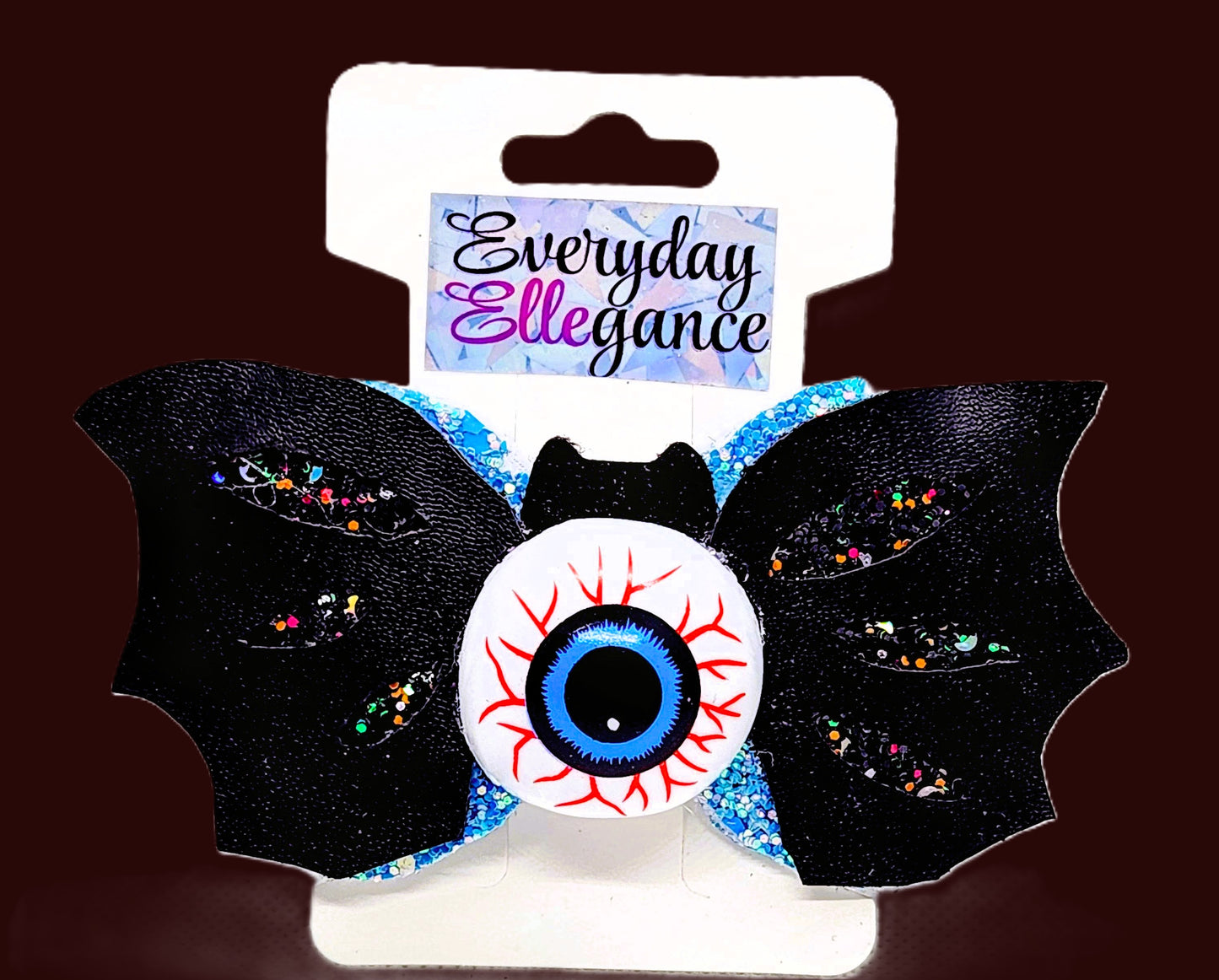 Halloween Glitter Bat Wings and Eyeball Bow