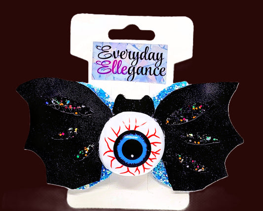 Halloween Glitter Bat Wings and Eyeball Bow