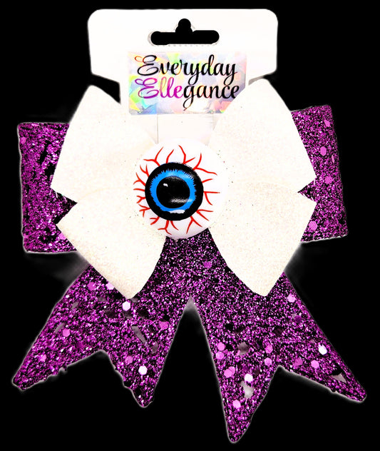 Eye On You Glitter Pinwheel Bow with an Eyeball Accent