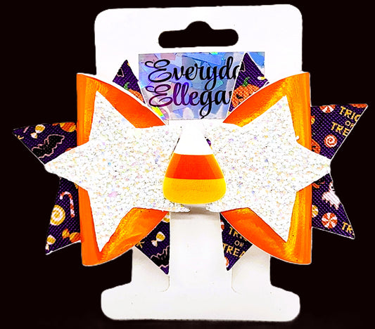 Halloween Glitter Stars and Sweets Bow with a Candy Corn Accent