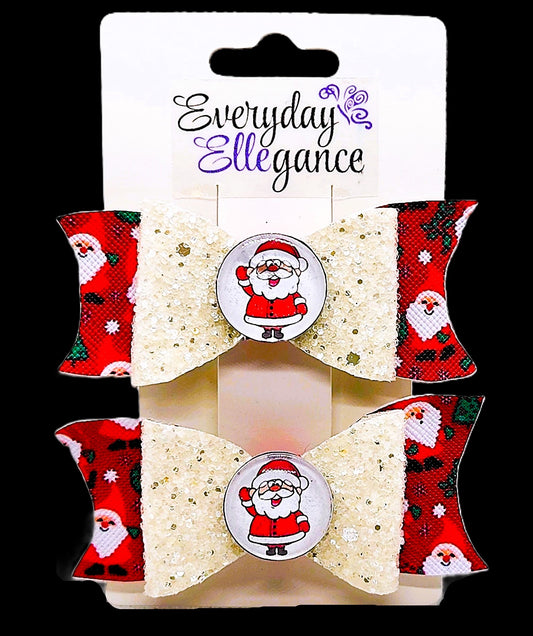 Christmas Glitter Santa Print Set with Santa Cabochon Accents