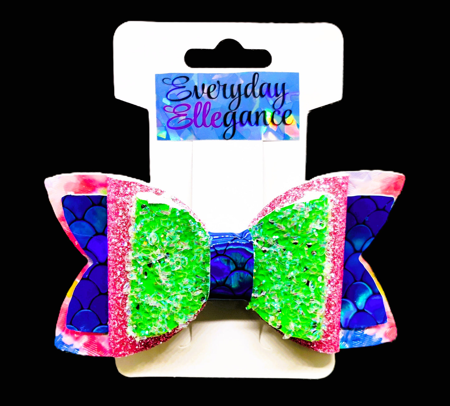 Holographic Mermaid Scale and Glitter Hairbow