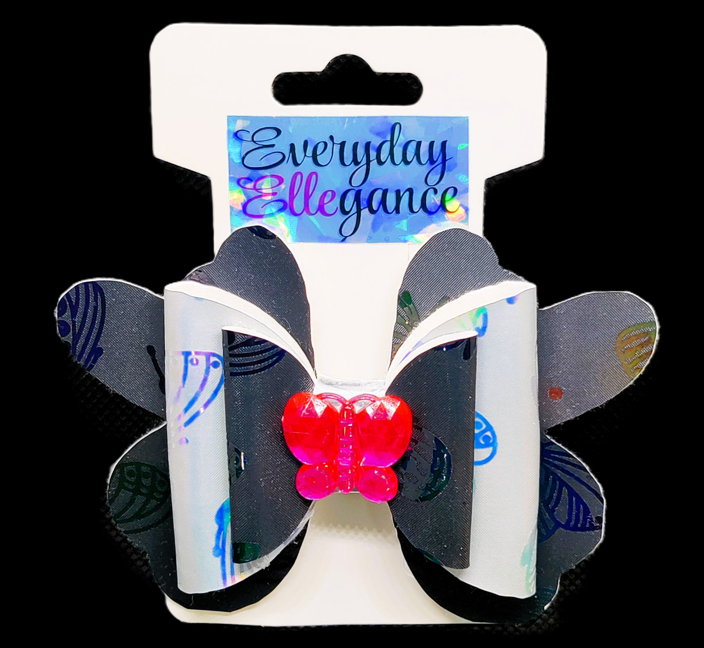 Butterfly Hairbow with Jeweled Butterfly Accent