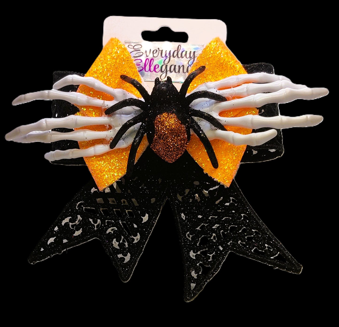 Halloween Skeleton Hands and Glitter Spider Bow
