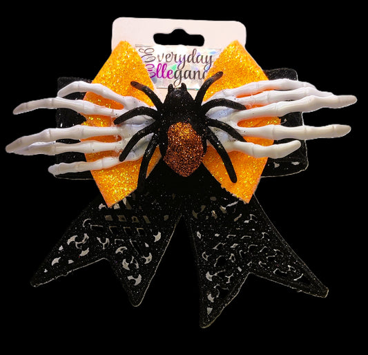Halloween Skeleton Hands and Glitter Spider Bow