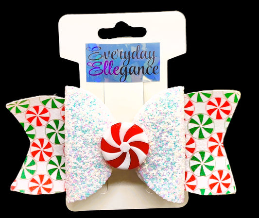 Christmas Glitter Candy Bow with a Candy Accent