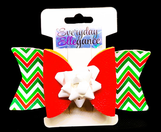 Chevron Stripe Bow with a Gift Bow Accent